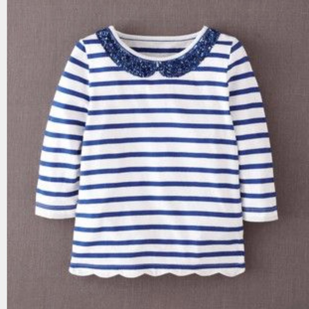 Mini Boden sequin collar t shirt